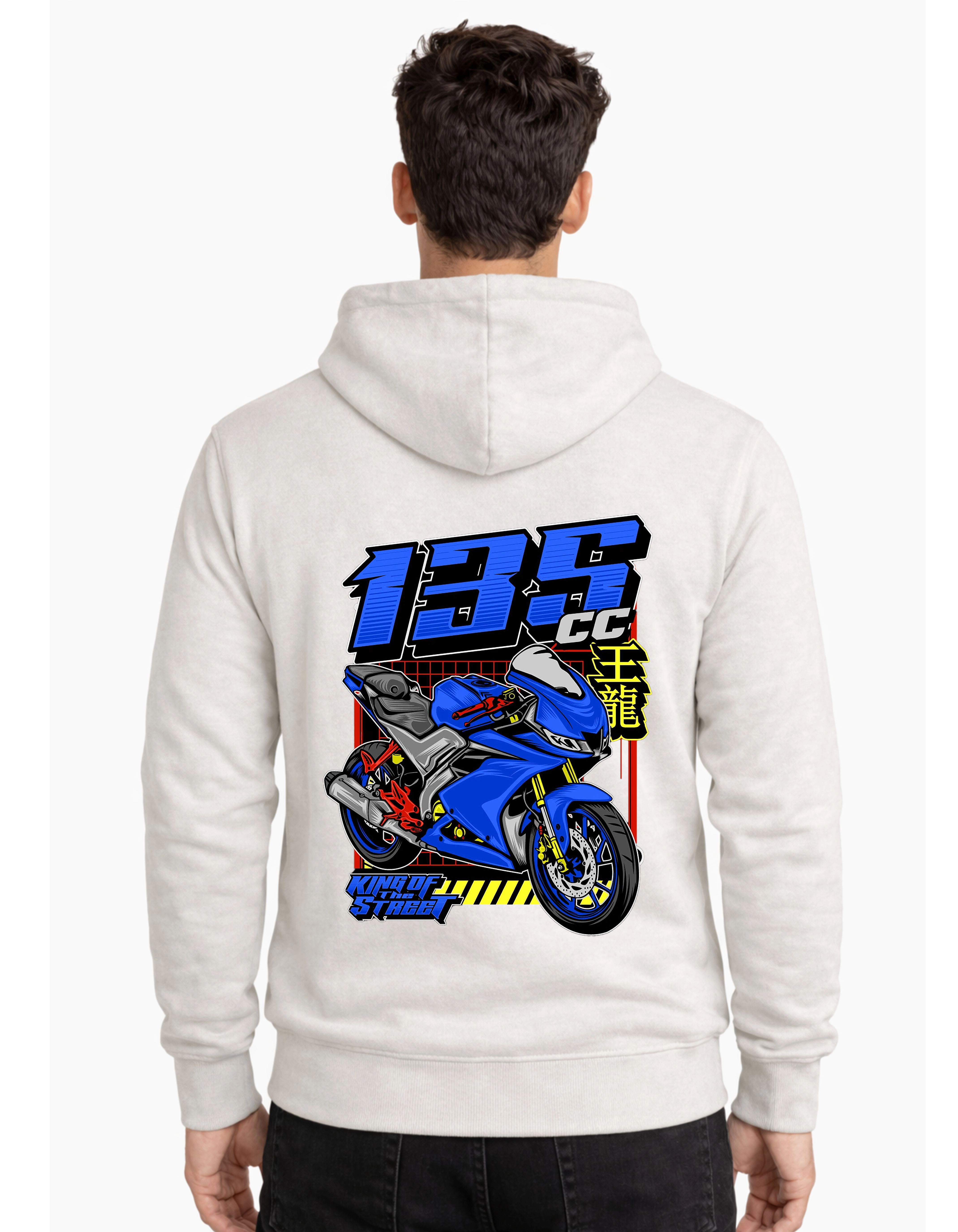 King of Street Polycotton Hoodie Without Zipper 300 GSM Half White