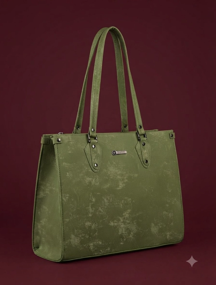 Kiwi Green Womens Elegant PU Tote Handbag