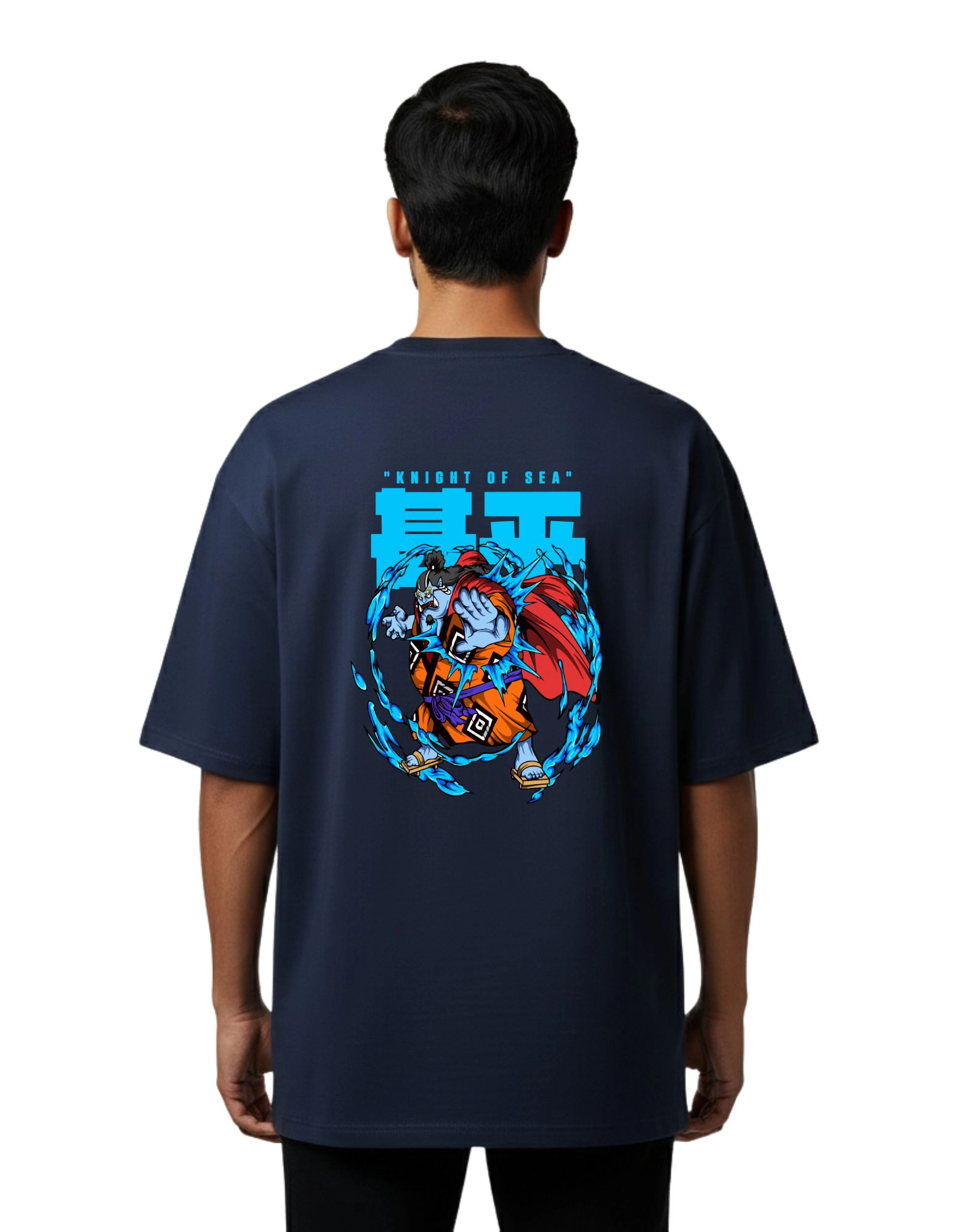 Knight Of Sea Oversize Cotton French Terry T-Shirt 240 GSM Navy Blue