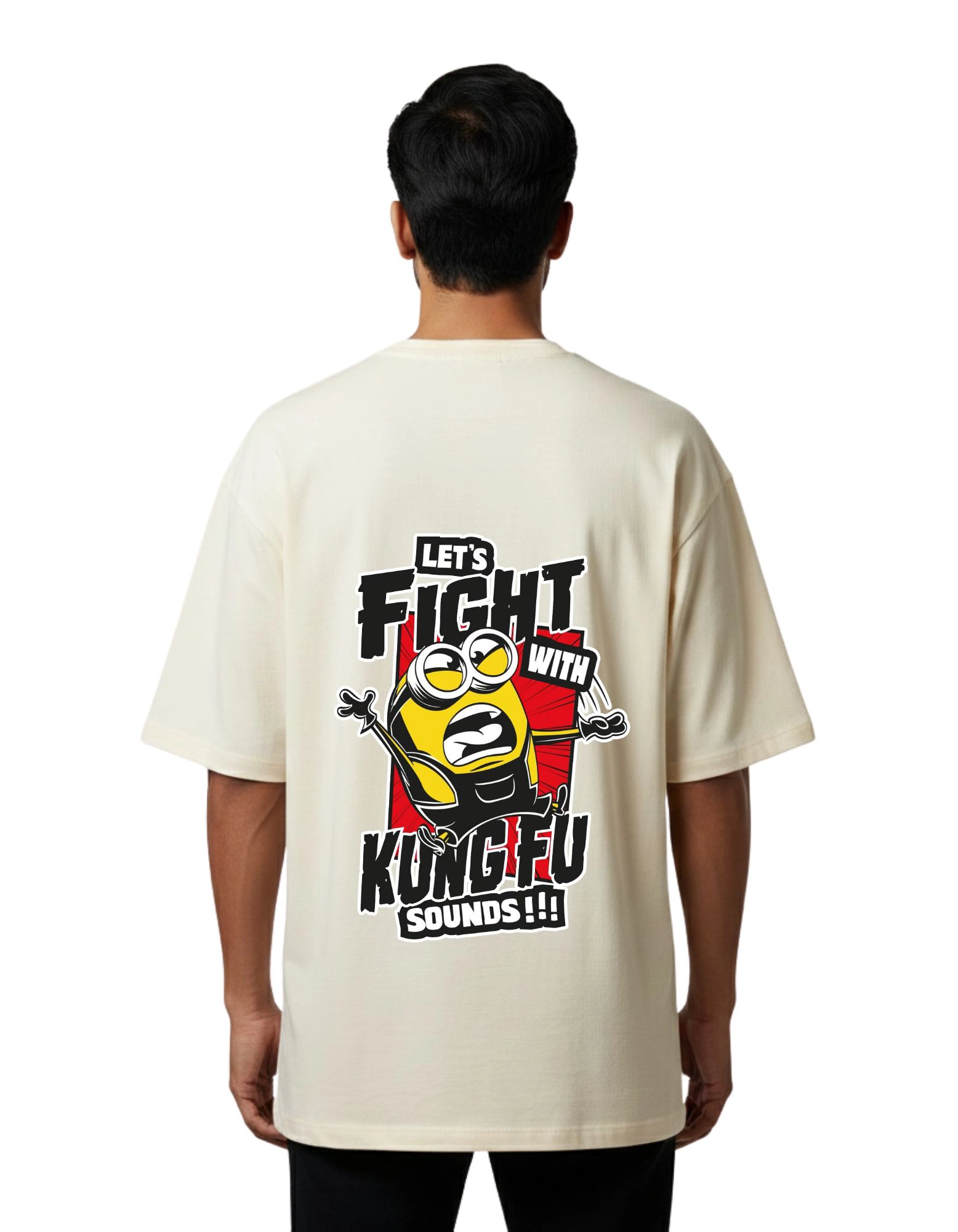 Kung Fu Oversized French Terry 240 GSM T-Shirt Beige