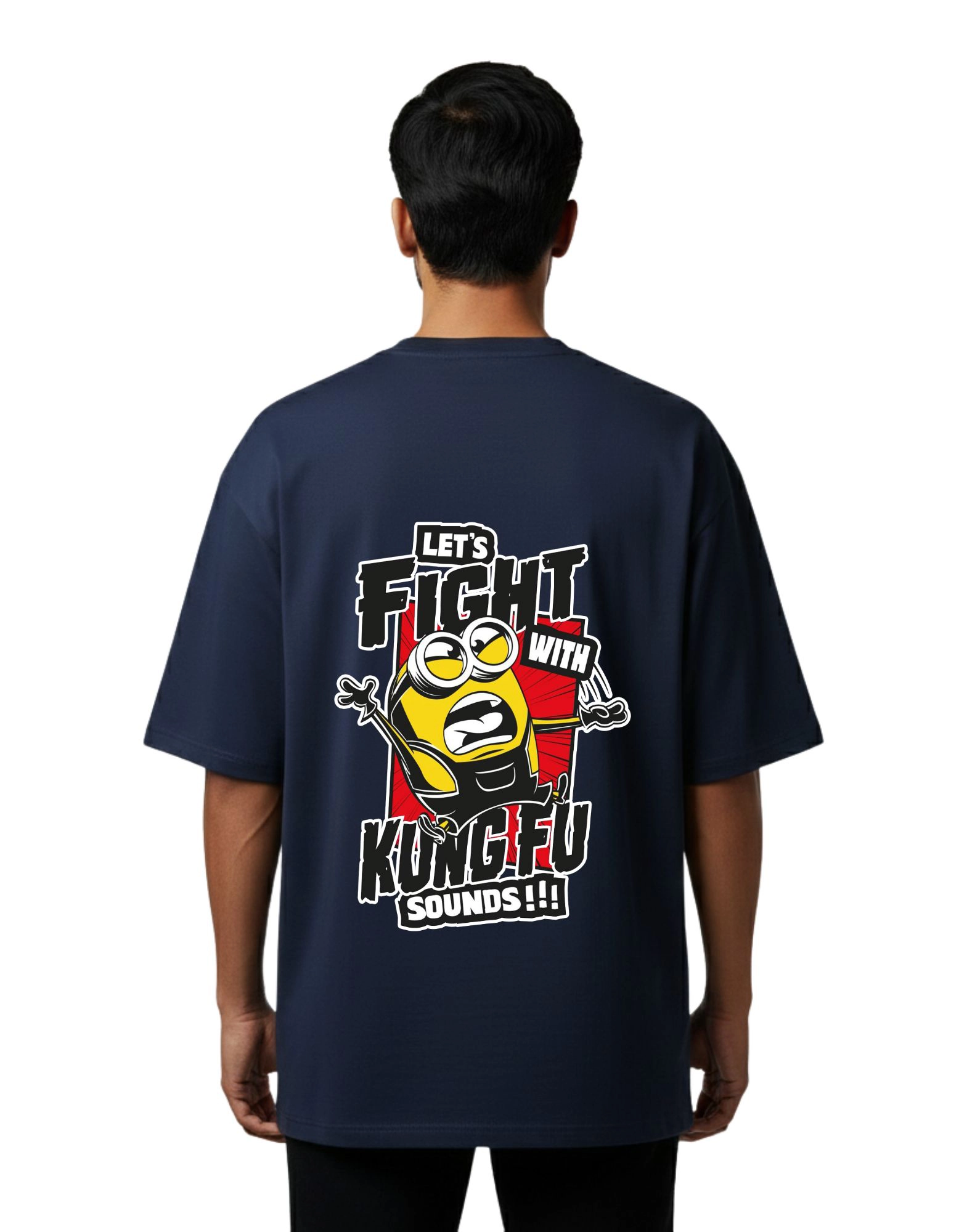 Kung Fu Oversized French Terry 240 GSM T-Shirt Navy Blue