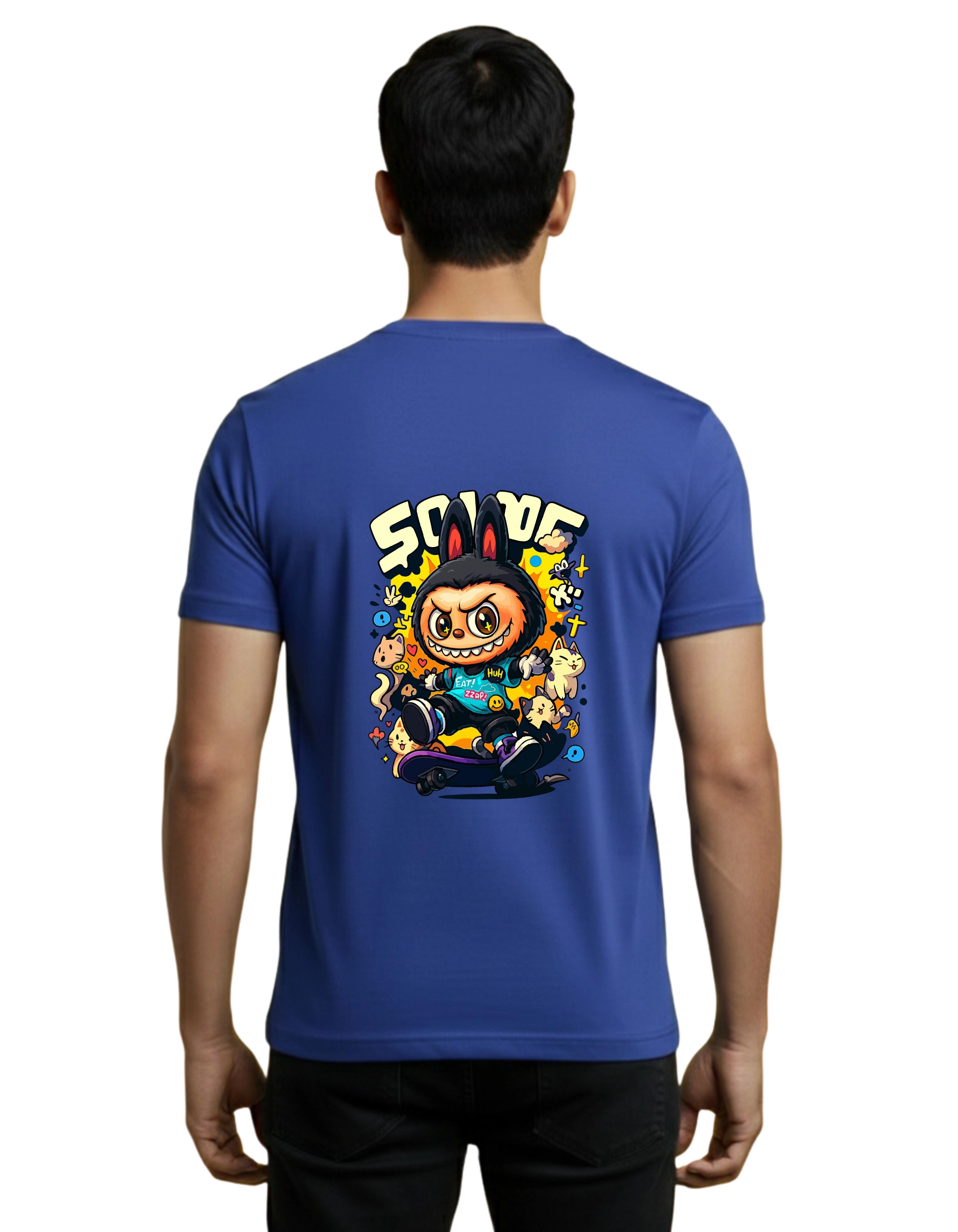 Labubu Graphic Cotton Round Neck T-Shirt 180 GSM Royal Blue