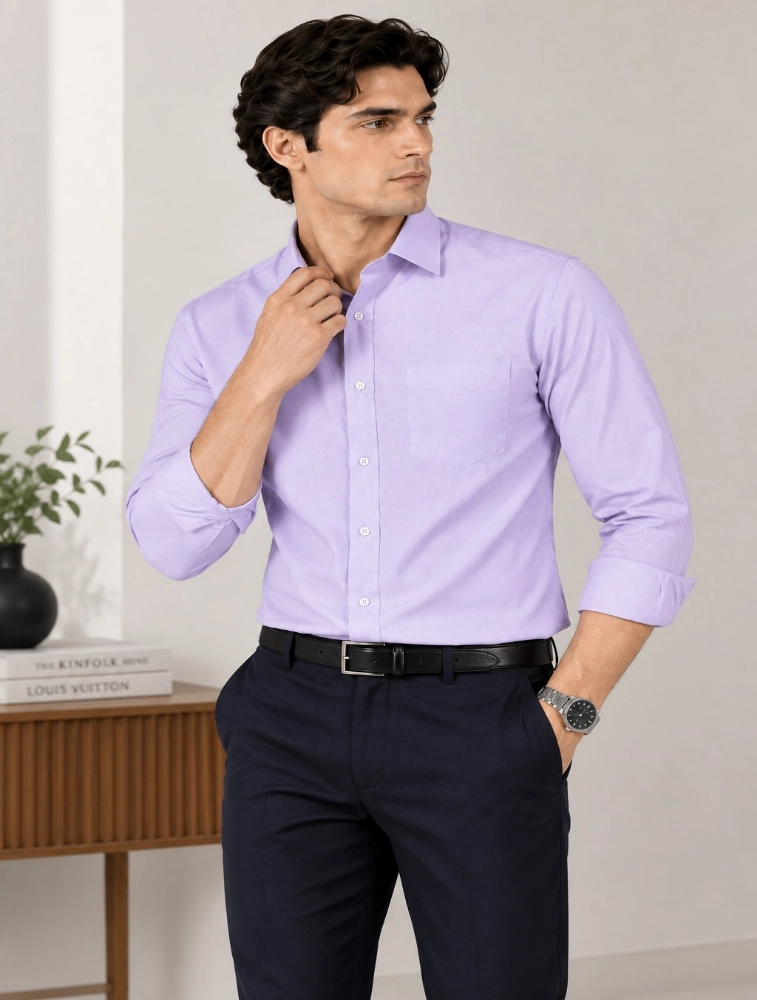 Lavender  Mens Premium Slim Fit Printed Shirt