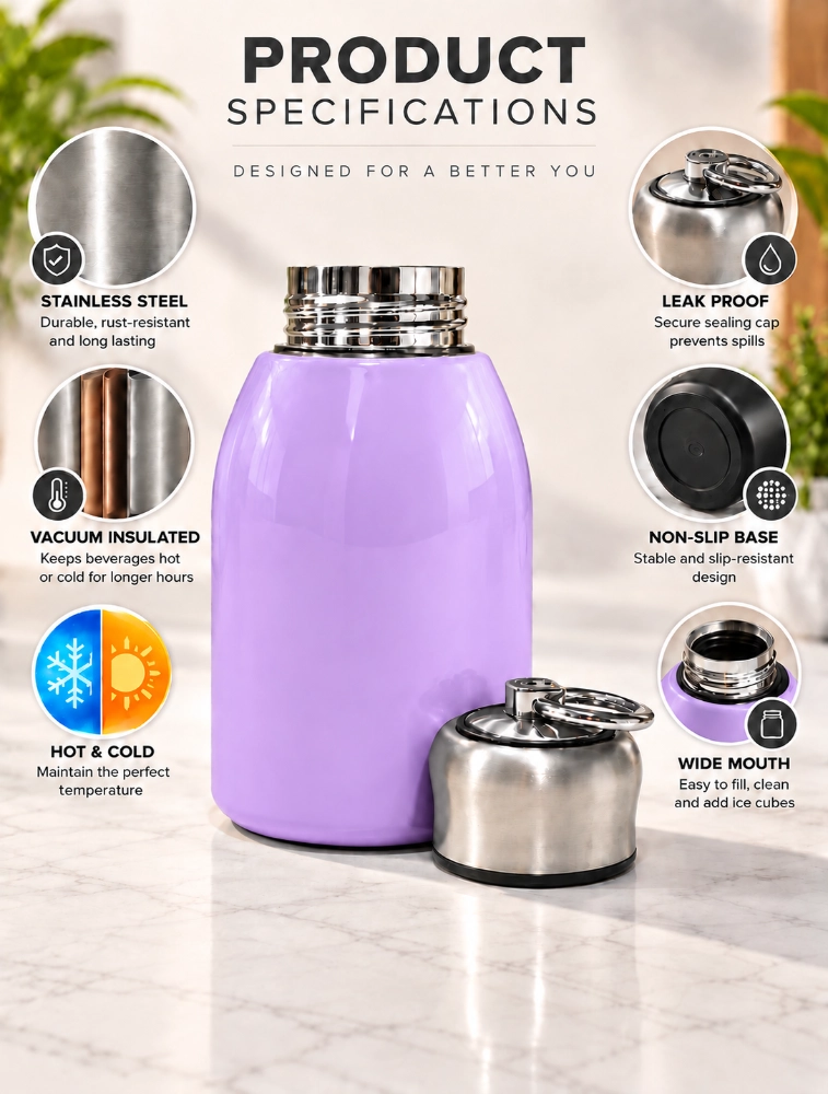 Lavender Mini Stainless Steel Vacuum Mug