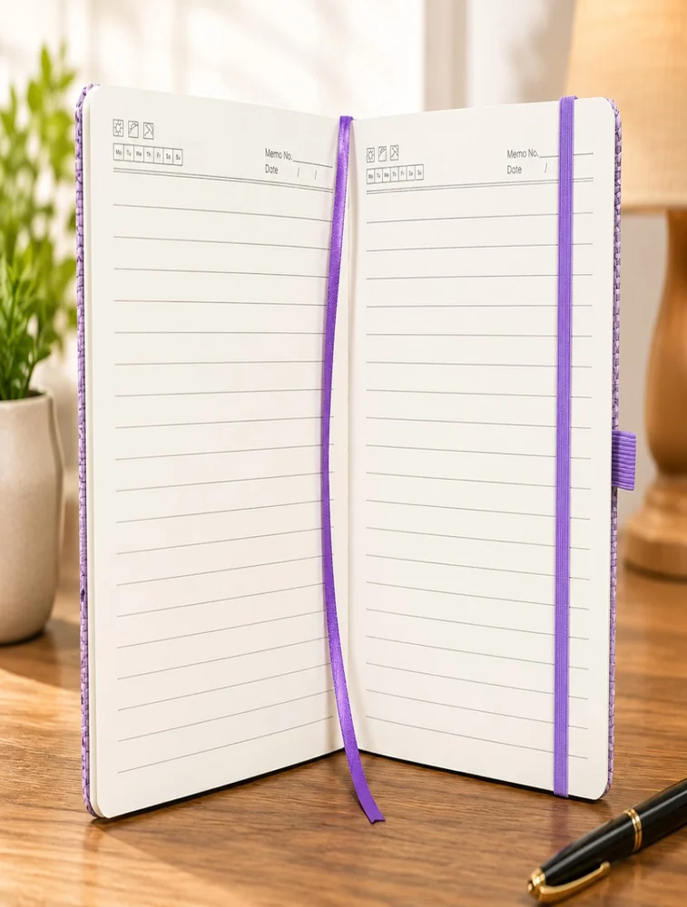 Lavender Premium Notebook A5 Dairy Ruled 192 Pages Wooden Dairy