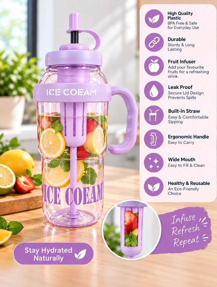 Lavender Transparent Fruit Infuser Water Bottle