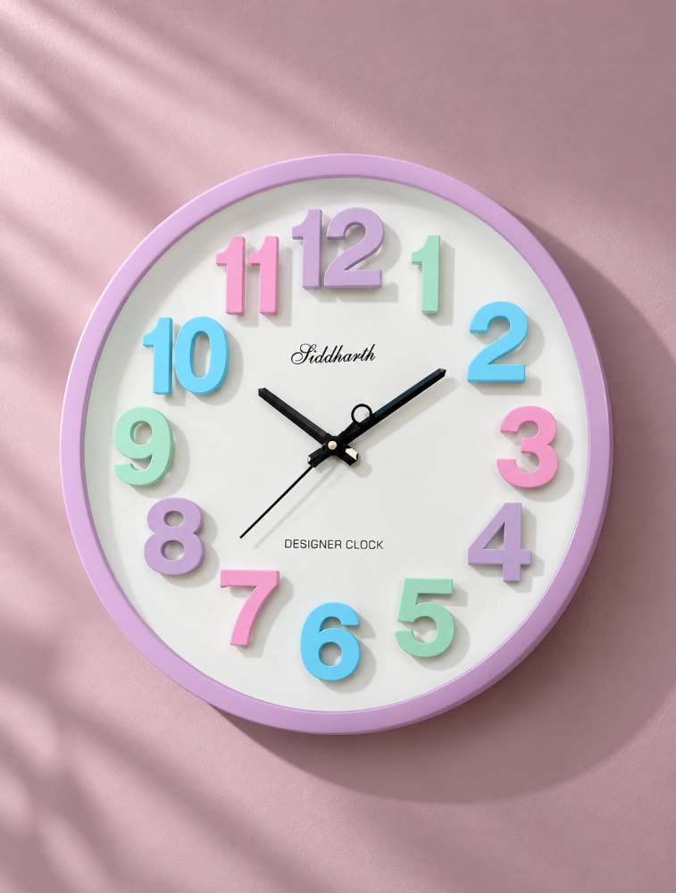 Lavender White Siddharth Quartz Designer Wall Clock For Home And Office