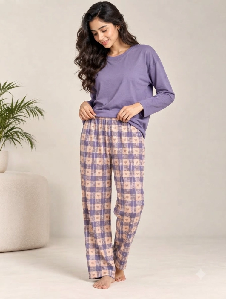 Anshu fashion shop Lavender Womens Everyday Comfort Casual CoOrd Set