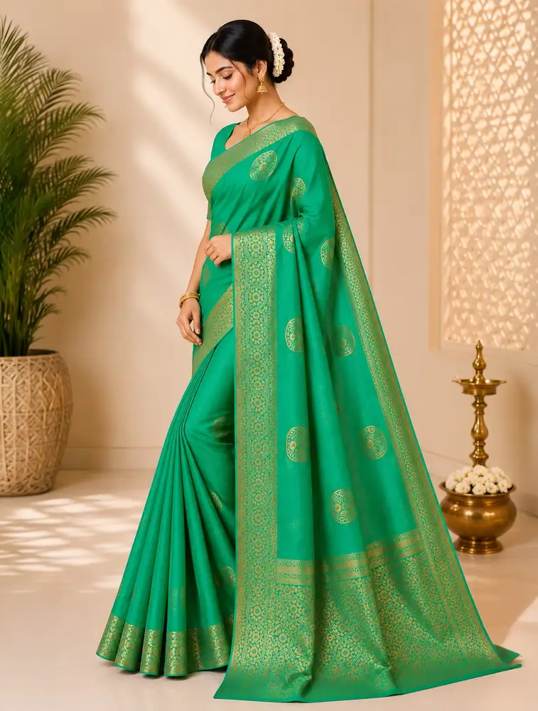 Leaf  Green Womens Designer Art Silk Sarees