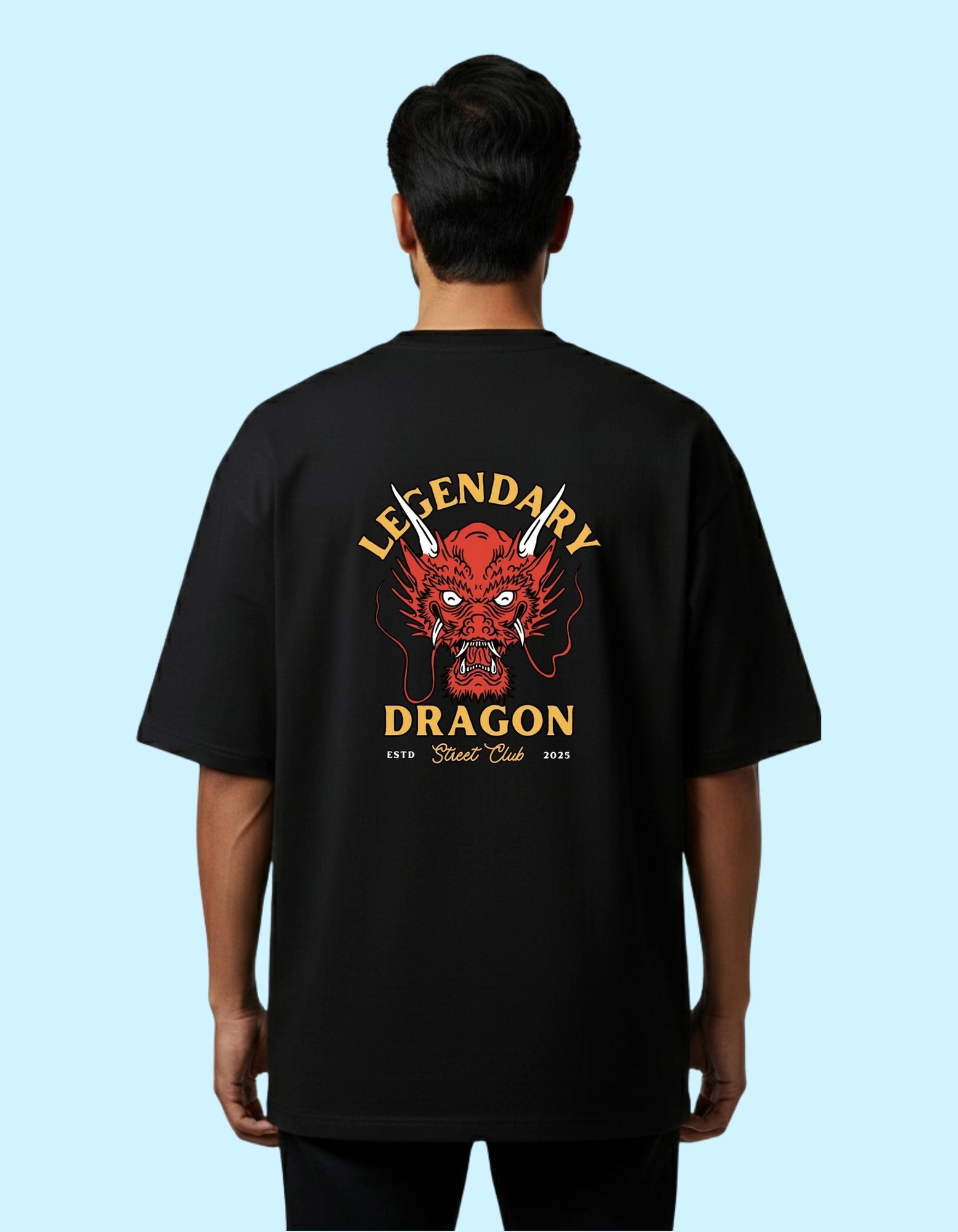 Legendary Dragon Oversized French Terry Cotton T-Shirt 240 GSM Black