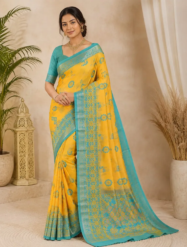 Lemon Yellow  Womens Printed Luxury Arihent Soft Silk Sarees — bulk from ₹1960