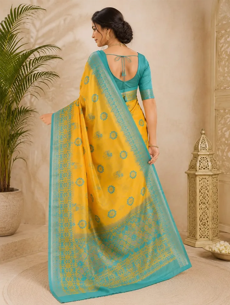 Lemon Yellow  Womens Printed Luxury Arihent Soft Silk Sarees — bulk from ₹1960