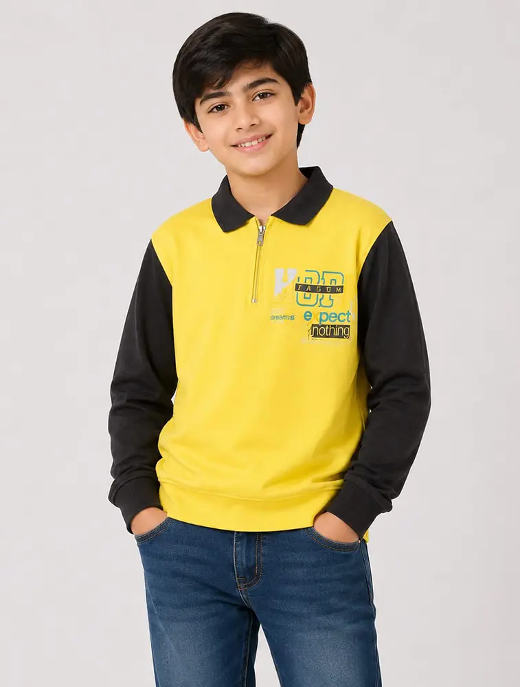 Lemon Yellow Boys Java Collar Premium T Shirt