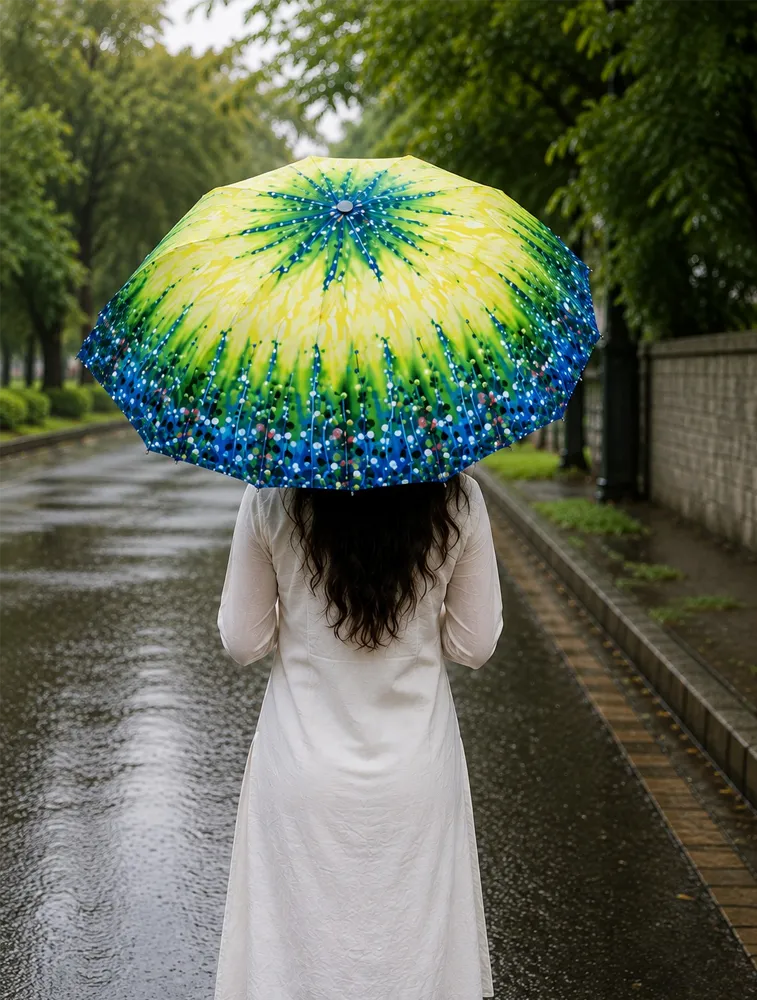 Lemon Yellow Summer Meadow Bloom Floral Compact Umbrella
