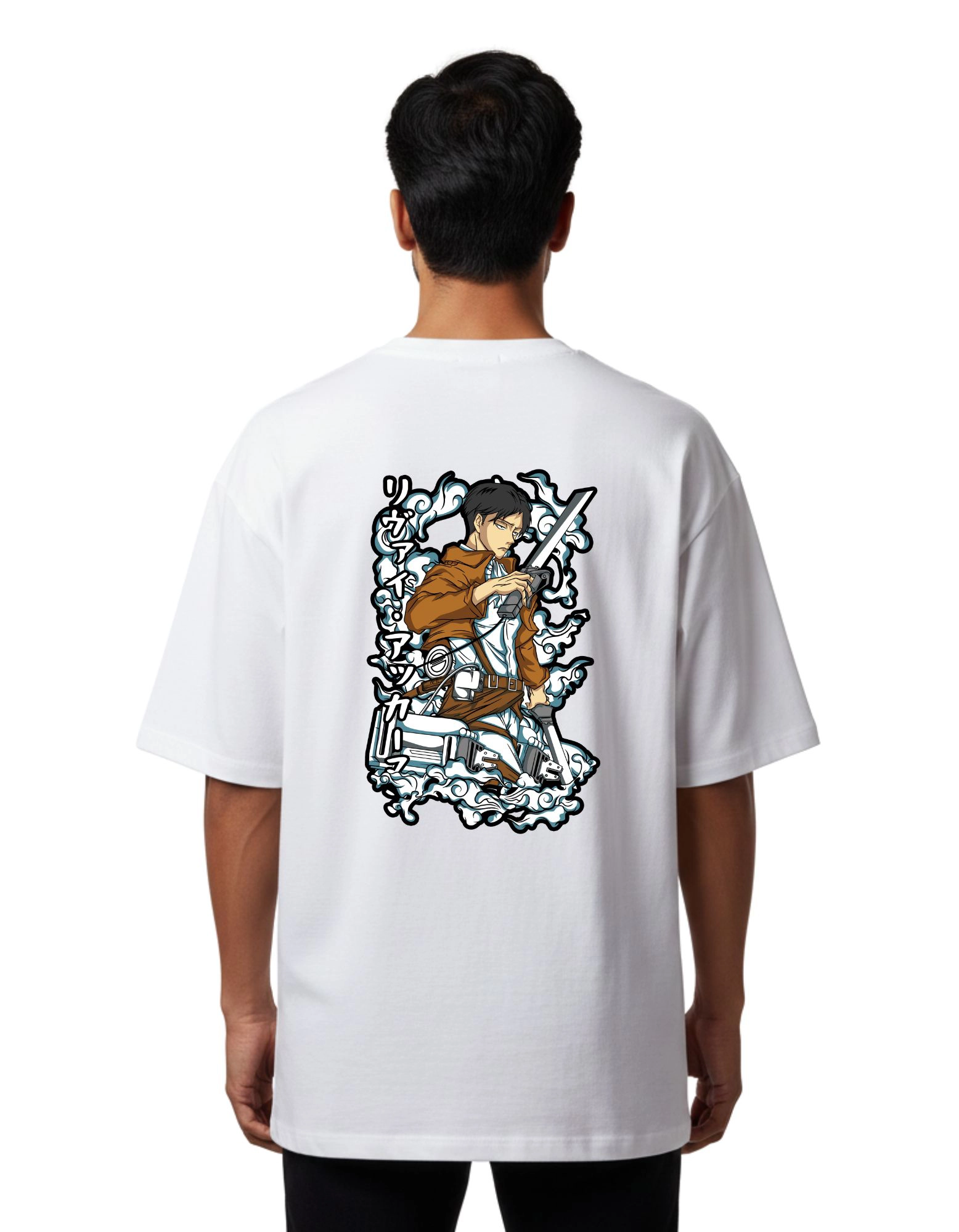 Levi Ackerman Oversize Cotton French Terry T-Shirt 240 GSM White