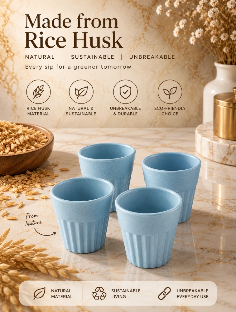 Light Blue  Mini  Husk Chai  4 Piece Of Cups 85ml