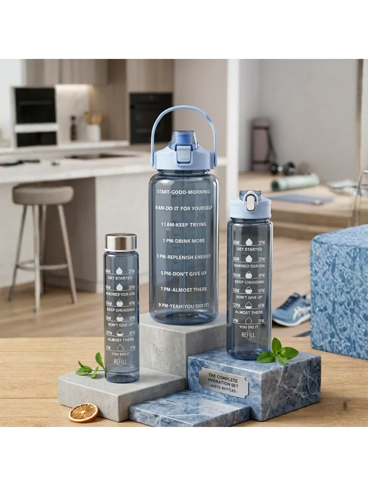 Light Blue Premium Motivational Water Bottle