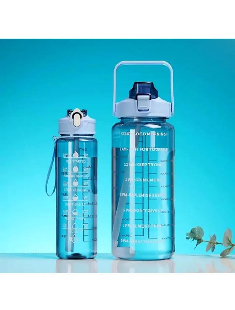 Light Blue Premium Motivational Water Bottle