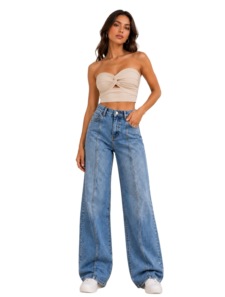Light Blue Womens Core Style Straight Fit Jeans 