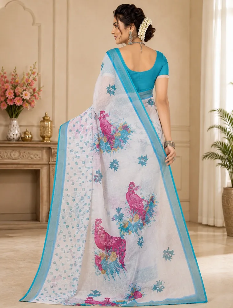 Light Blush  Womens Premium Pure Linen Saree — bulk from ₹1850