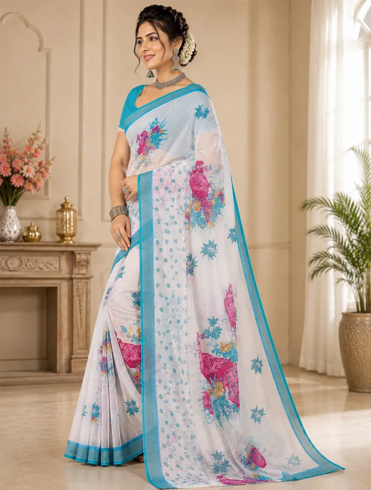 Light Blush  Womens Premium Pure Linen Saree — bulk from ₹1850