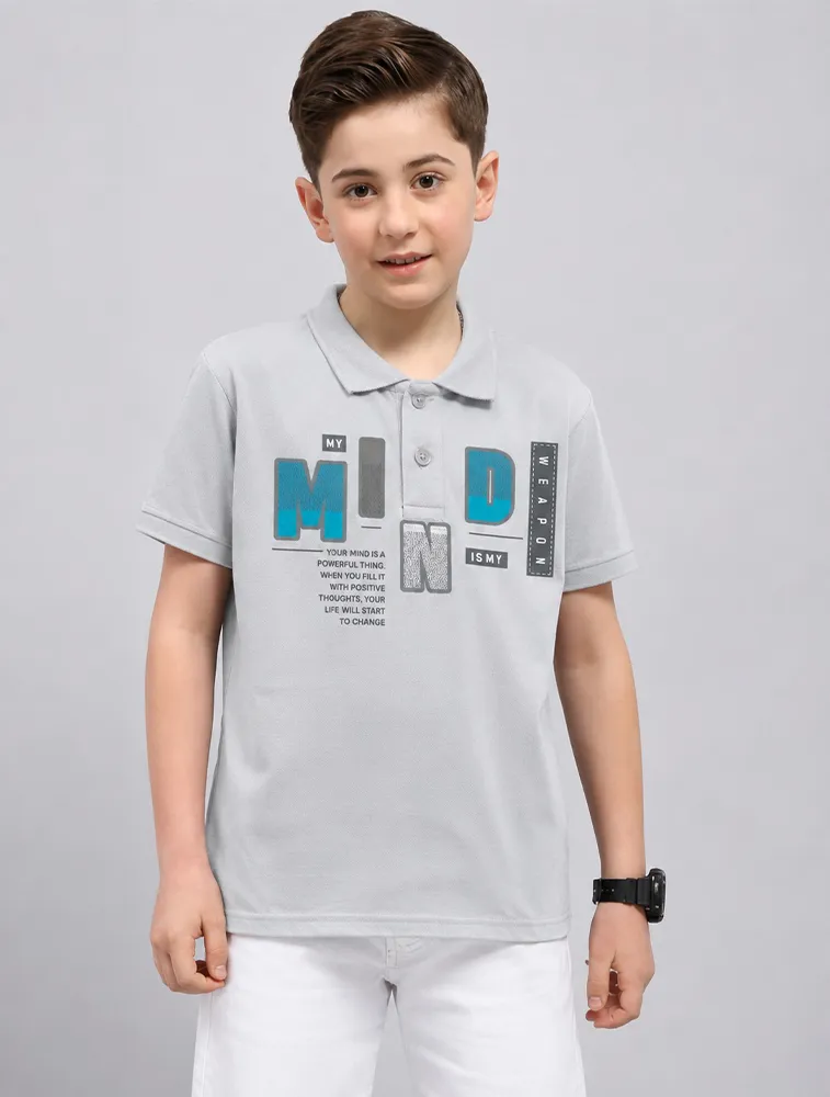 Light Grey Boys Kids 180 GSM Poly T Shirts 