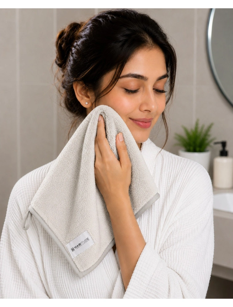 Light Grey Habitude Microfiber Premium Face Towel