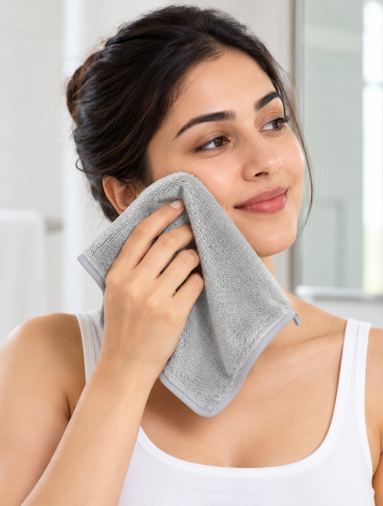 Light Grey Habitude Microfiber Premium Face Towel