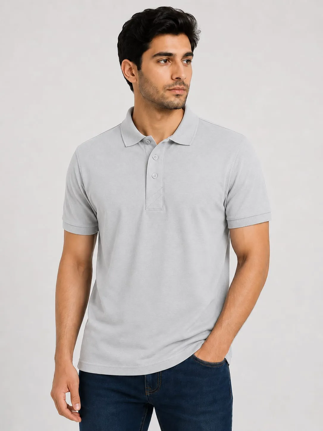 Light Grey Mens Mars Baby Pique 210 GSM Polo TShirt