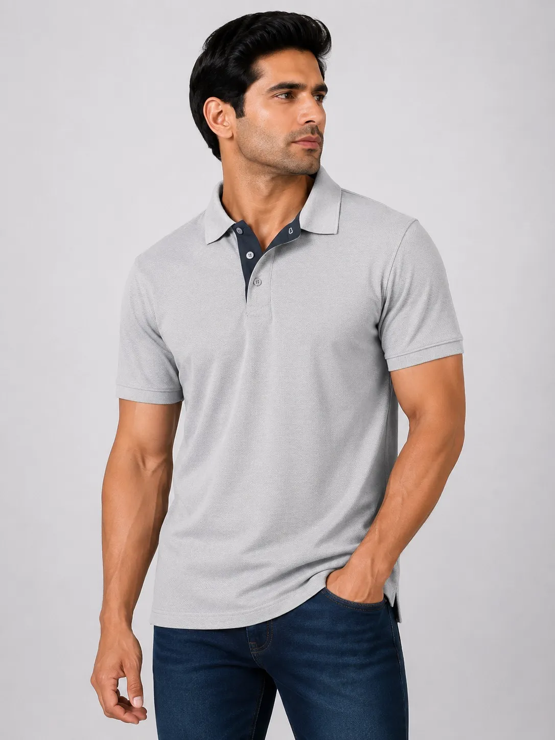 Light Grey Mens AeroPiq Mars 210 GSM Polo TShirt