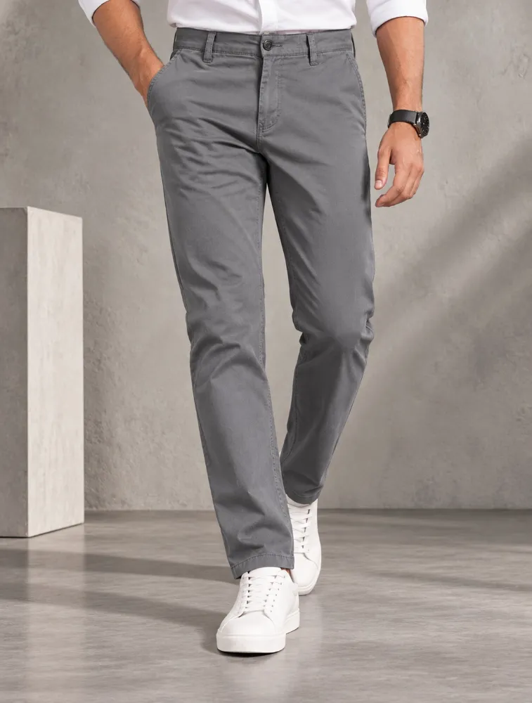 Light Grey Mens Modern Casual Trouser