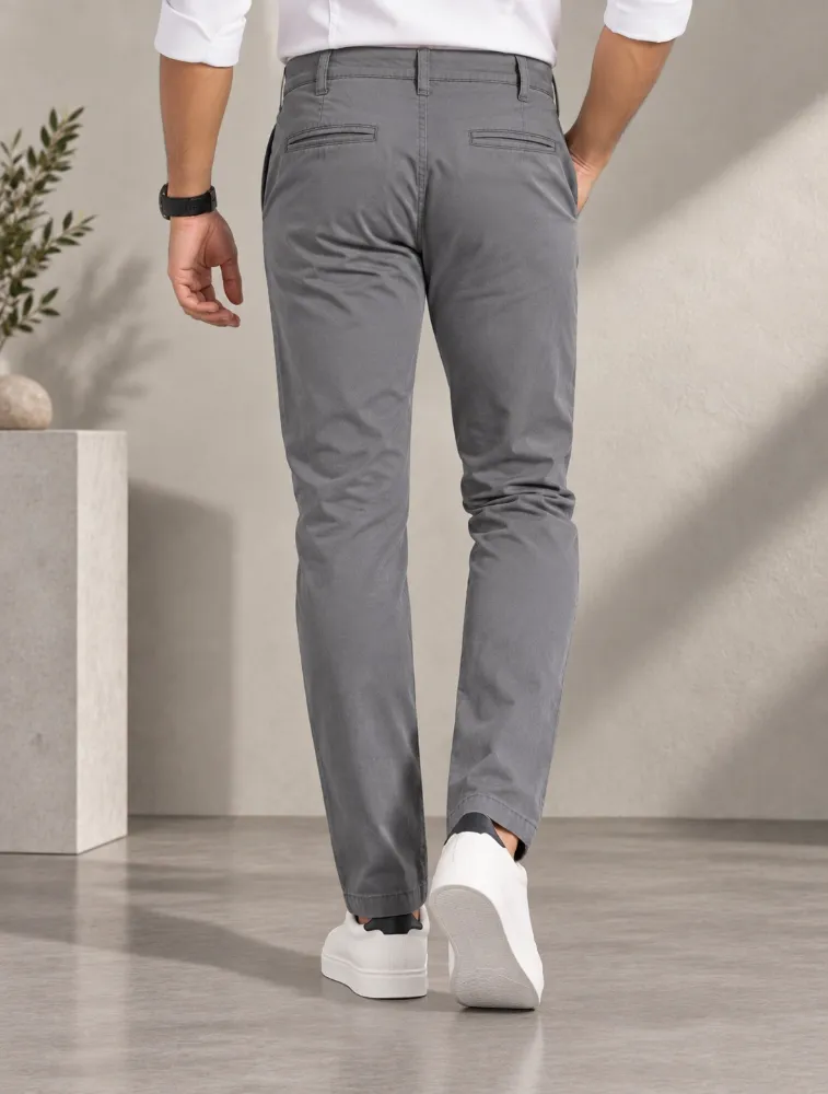 Light Grey Mens Modern Casual Trouser
