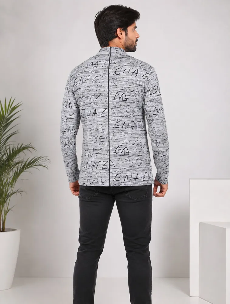 Light Grey Mens Premium Printed Jackets