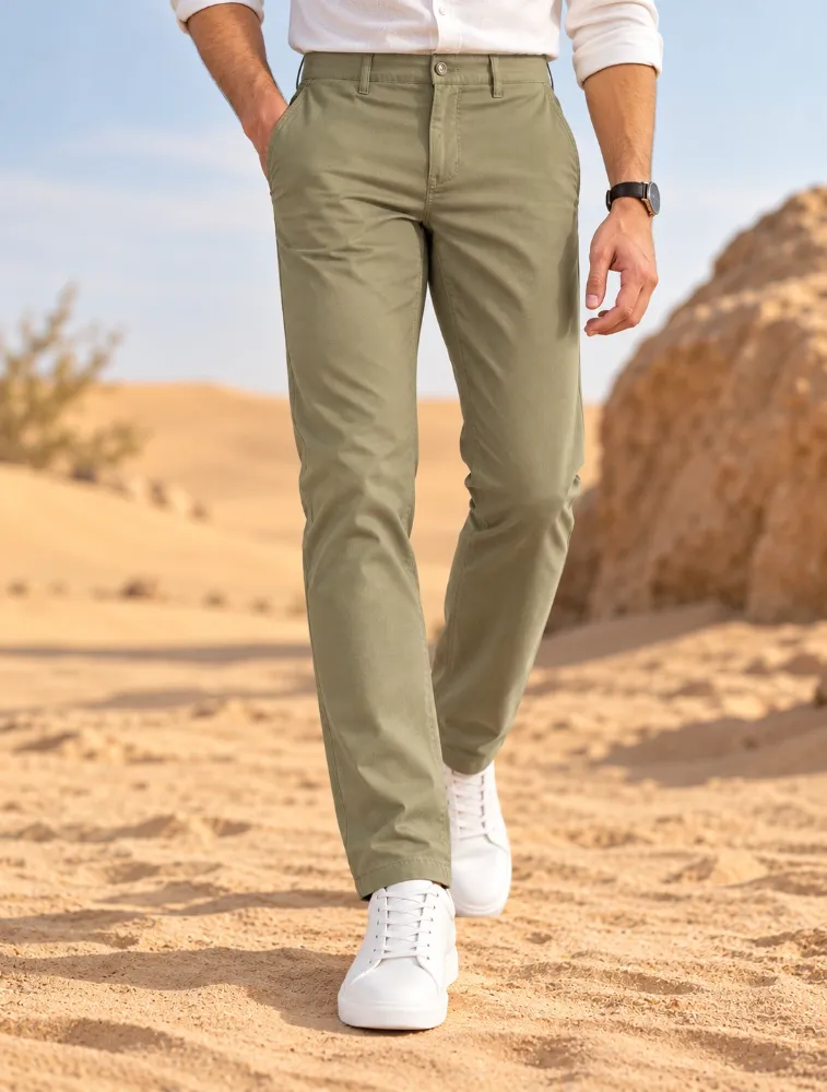 Light Olive Green Mens Slim Fit Chino