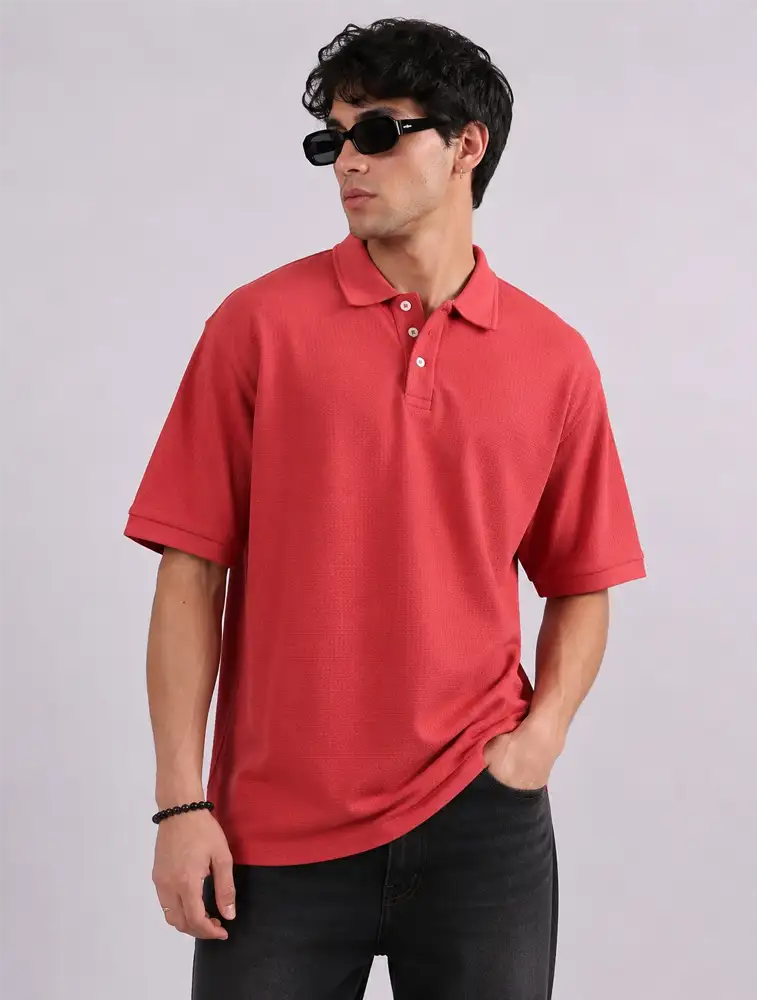Light Orange Mens Collar Polo Neck T Shirt