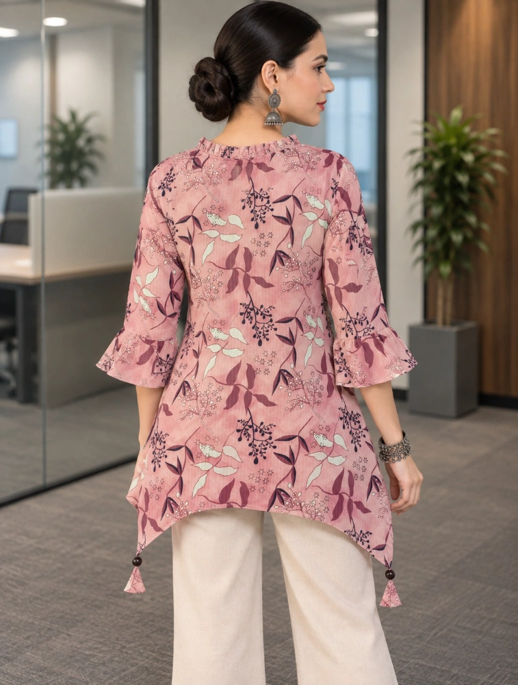 Light Pink Womens Floral Print Top