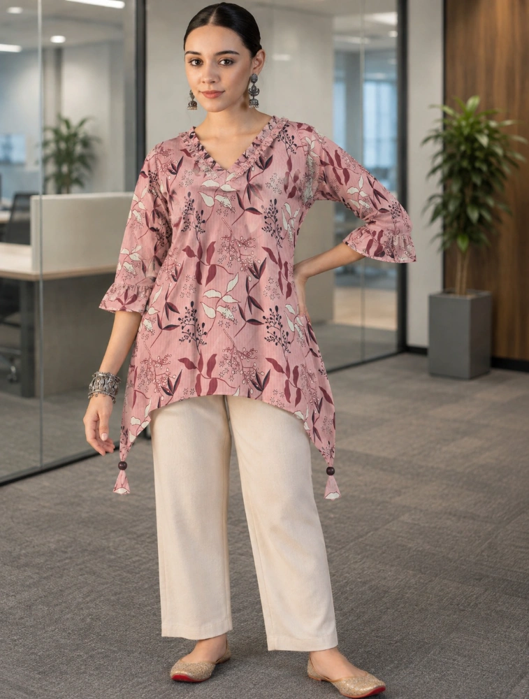 Light Pink Womens Floral Print Top