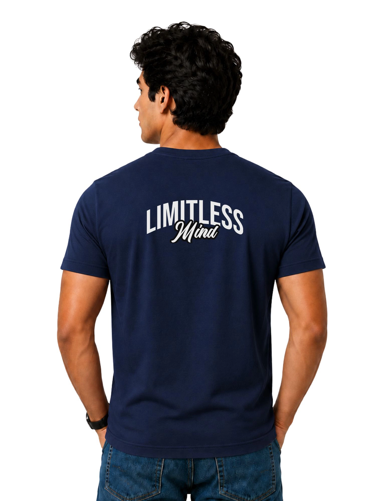 Limitless Mind Cotton Round Neck T-Shirt 180 GSM Navy Blue