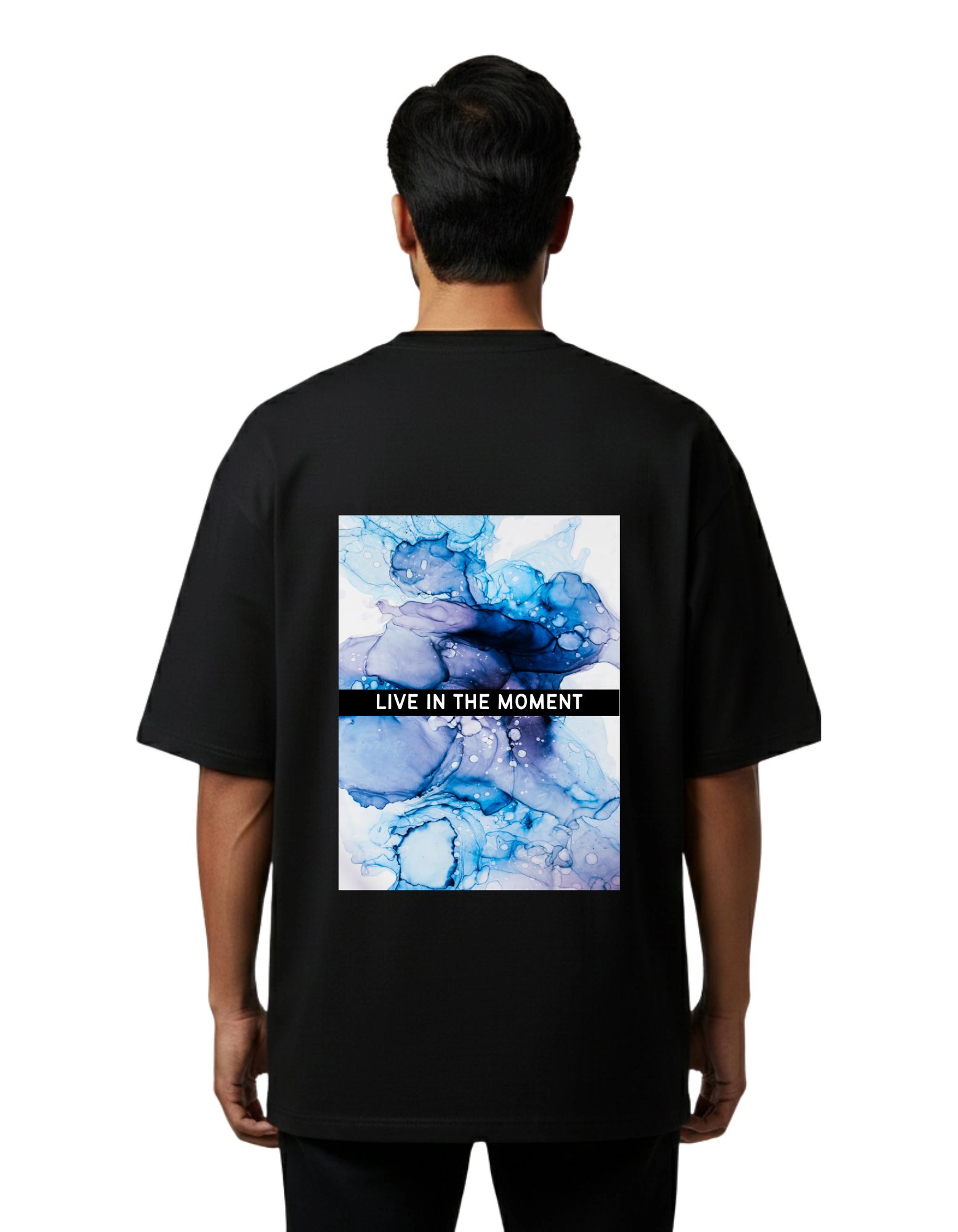 Live In The Moment Oversized French Terry 240 GSM T-Shirt Black