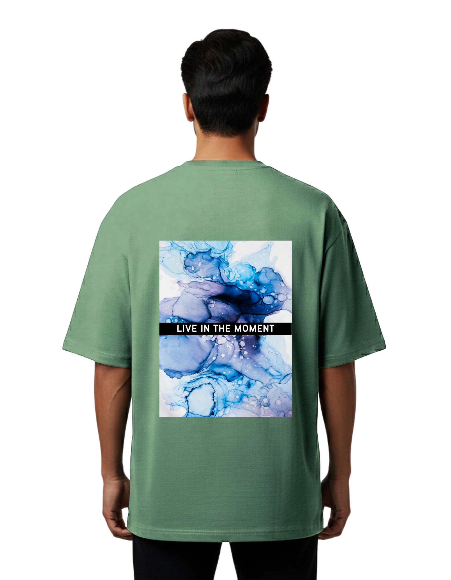 Live In The Moment Oversized French Terry 240 GSM T-Shirt D Green