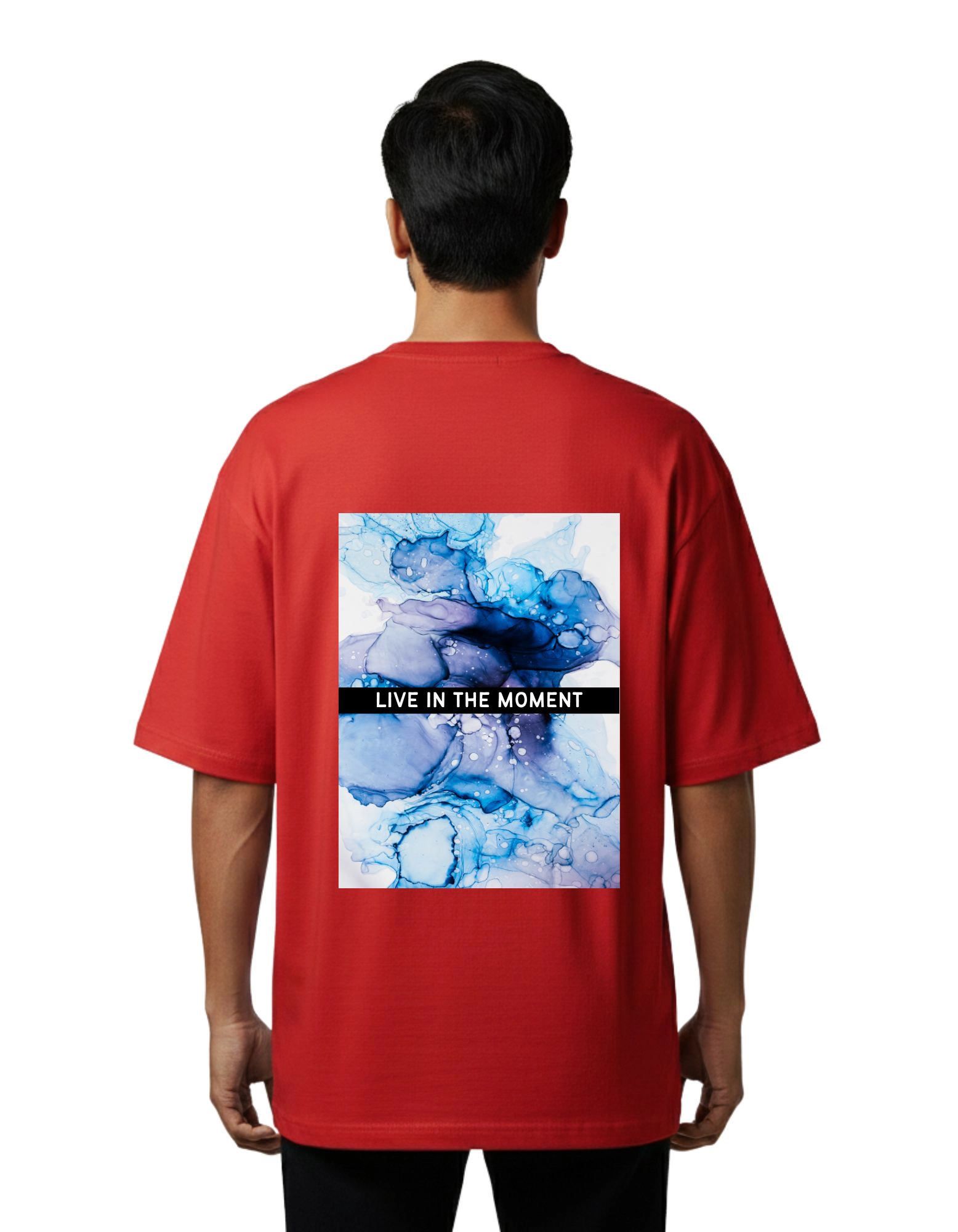 Live In The Moment Oversized French Terry 240 GSM T-Shirt Red