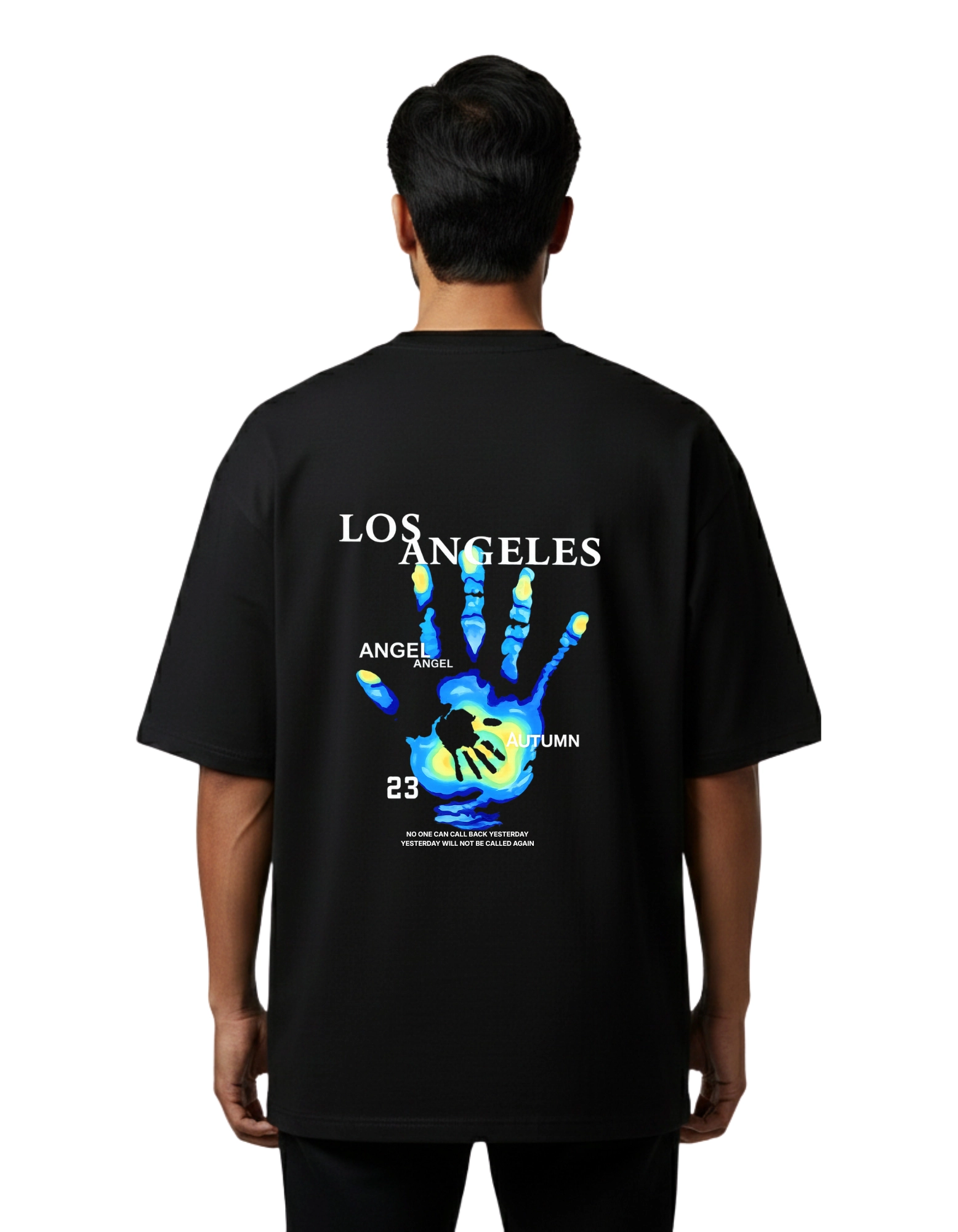 Los Angeles Oversized Cotton French Terry T-Shirt 240 GSM Black