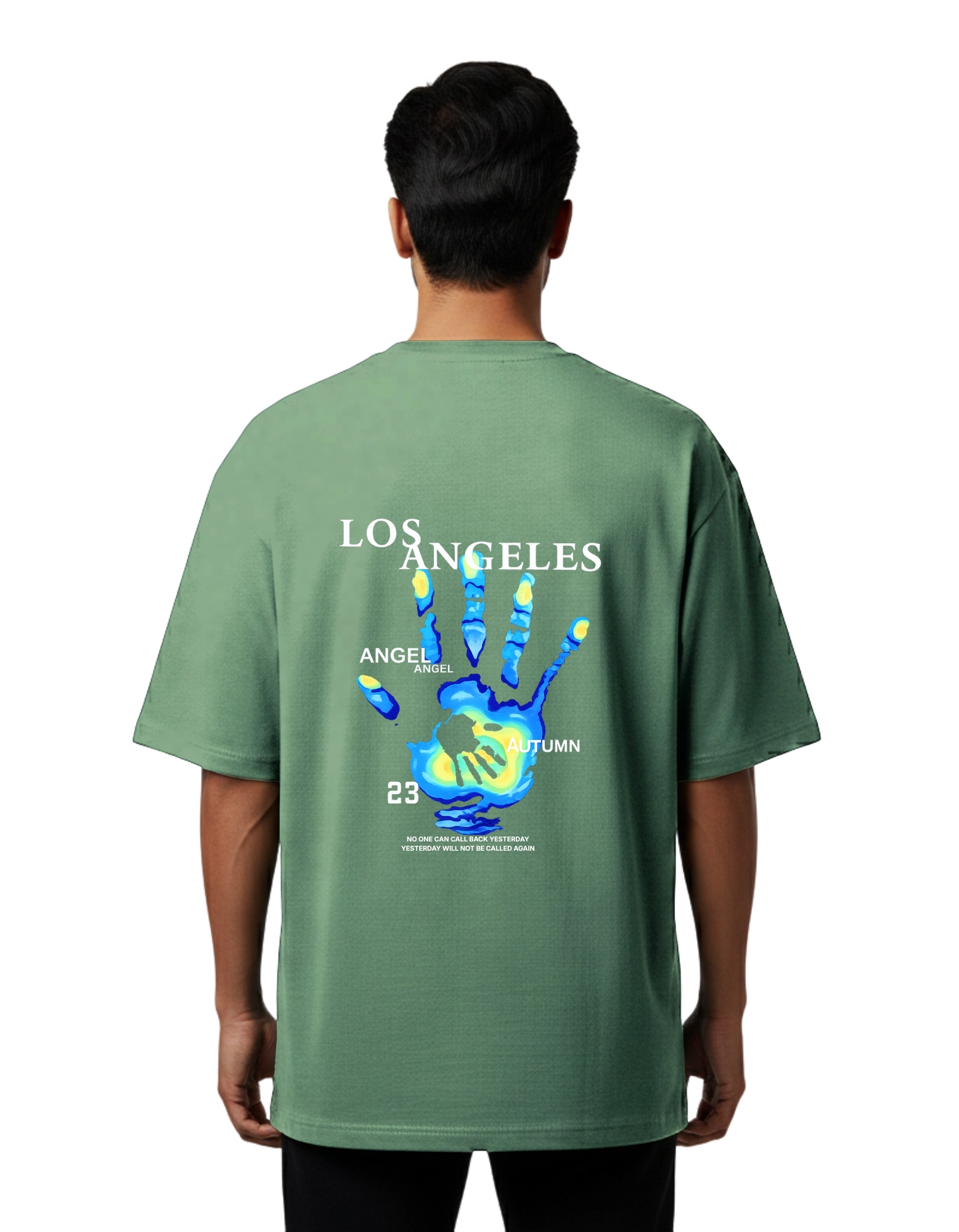 Los Angeles Oversized Cotton French Terry T-Shirt 240 GSM D Green