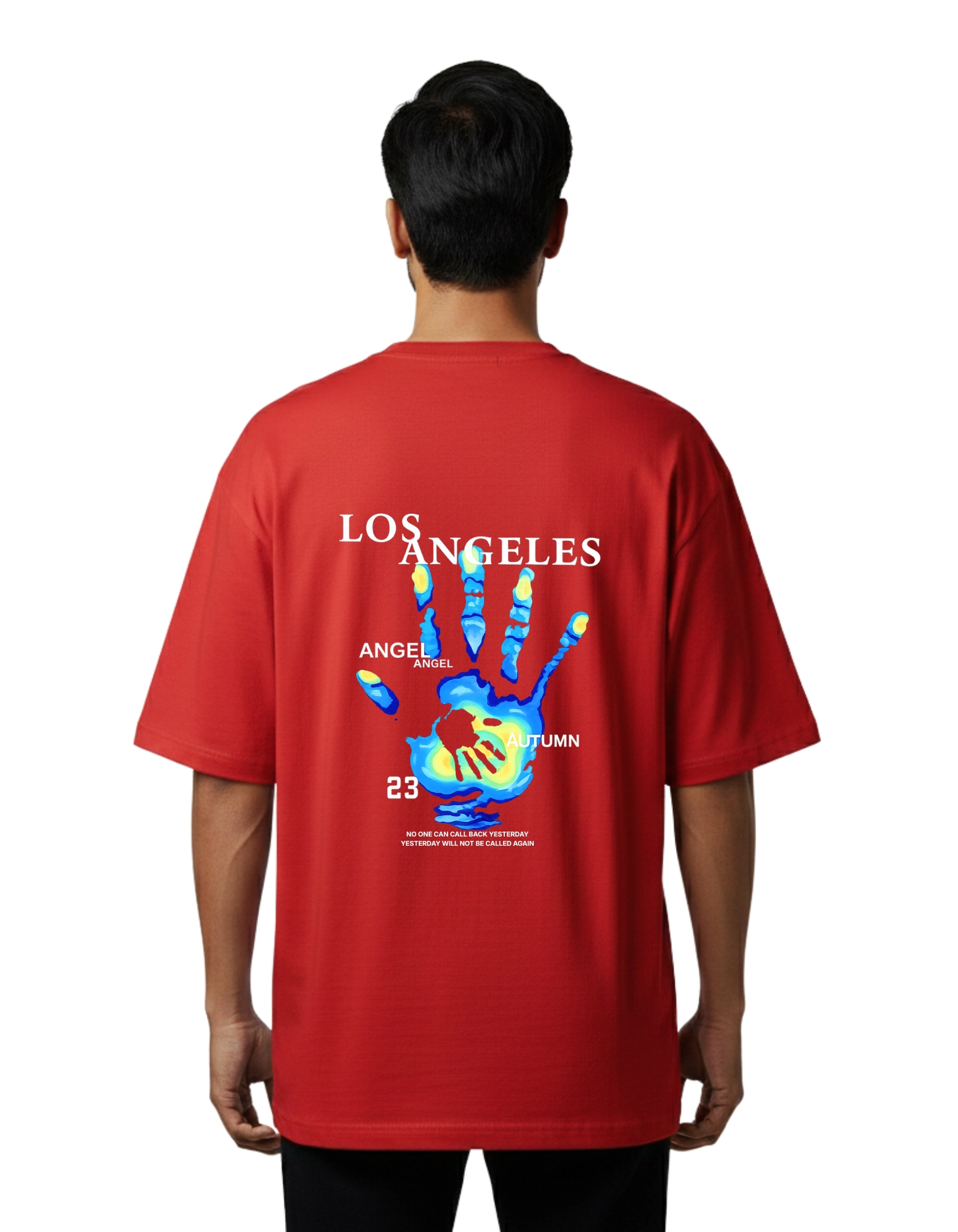 Los Angeles Oversized Cotton French Terry T-Shirt 240 GSM Red