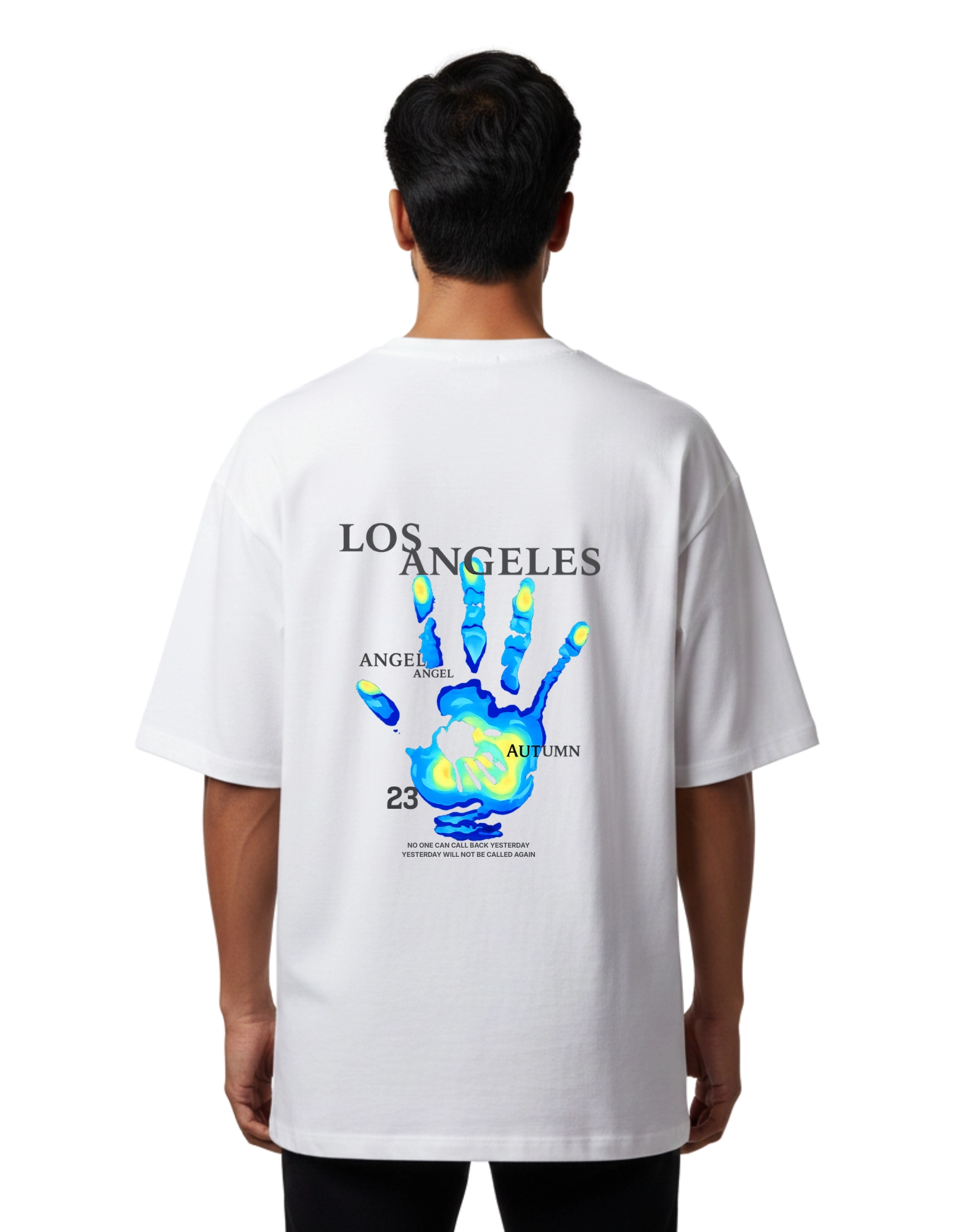 Los Angeles Oversized Cotton French Terry T-Shirt 240 GSM White