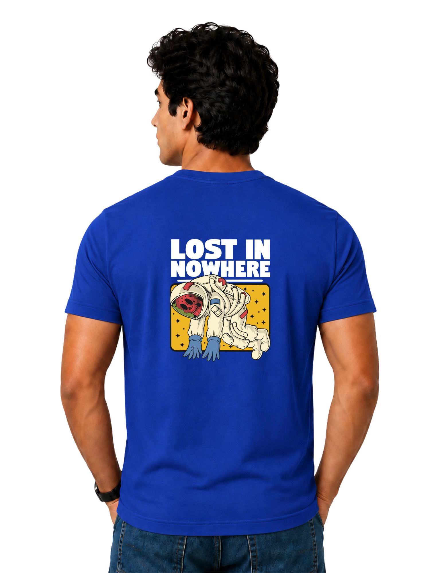 Lost In Nowhere Cotton Round Neck T-Shirt 180 GSM Royal Blue