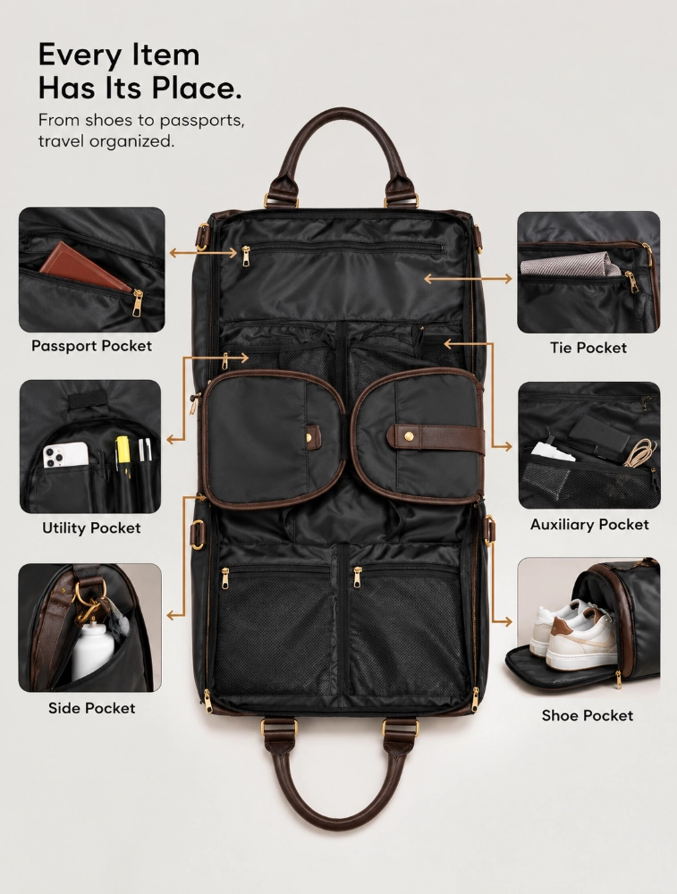 Black and Brown Premium Travel Duffle Bag