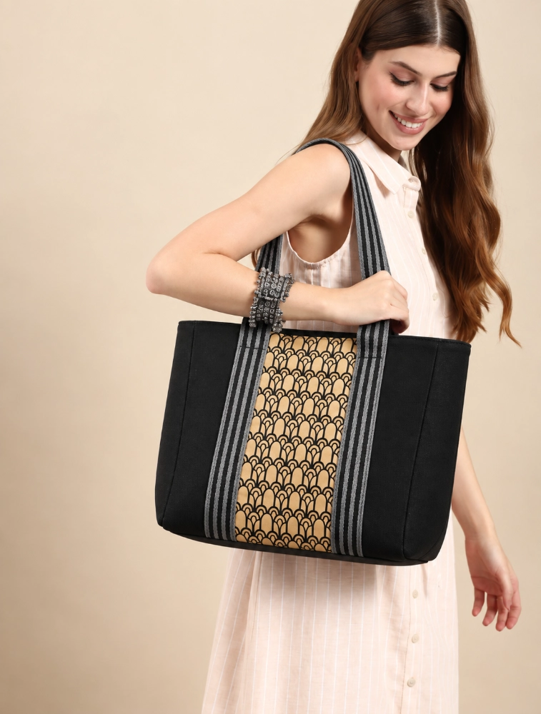 Lupine Canvas Black Womens Tote Bag 