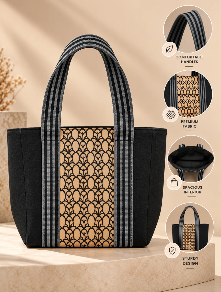 Lupine Canvas Black Womens Tote Bag 