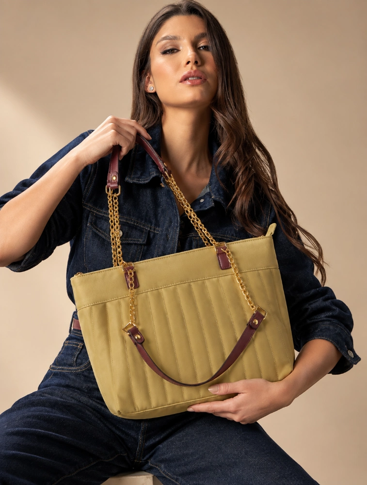 Lupine Faux Leather Mustard Yellow Hand Bag For Women